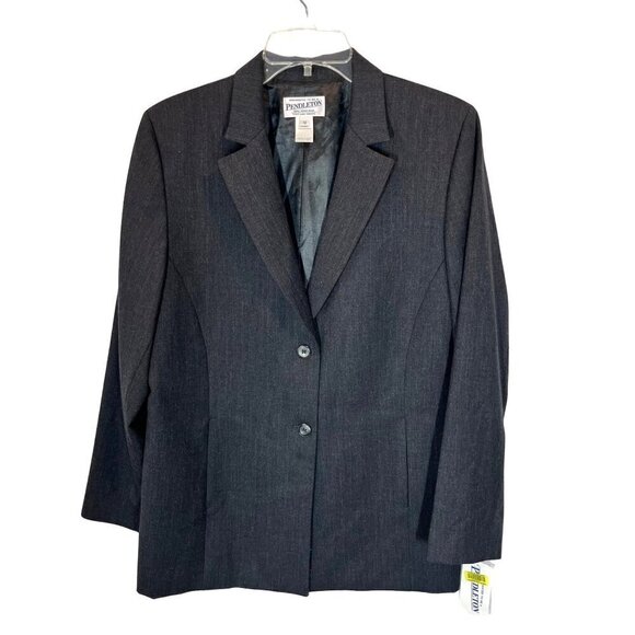 NWT Pendleton 100% Virgin wool Gray Blazer Size 12 pockets NEW workwear office - Picture 1 of 12